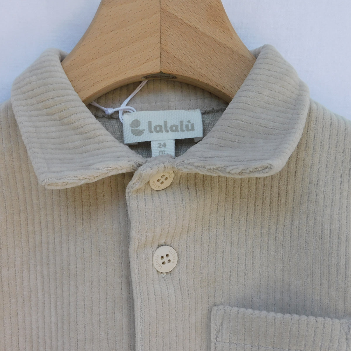 Completo in Velluto Giacca e Pantalone Neonato Crema Lalalù