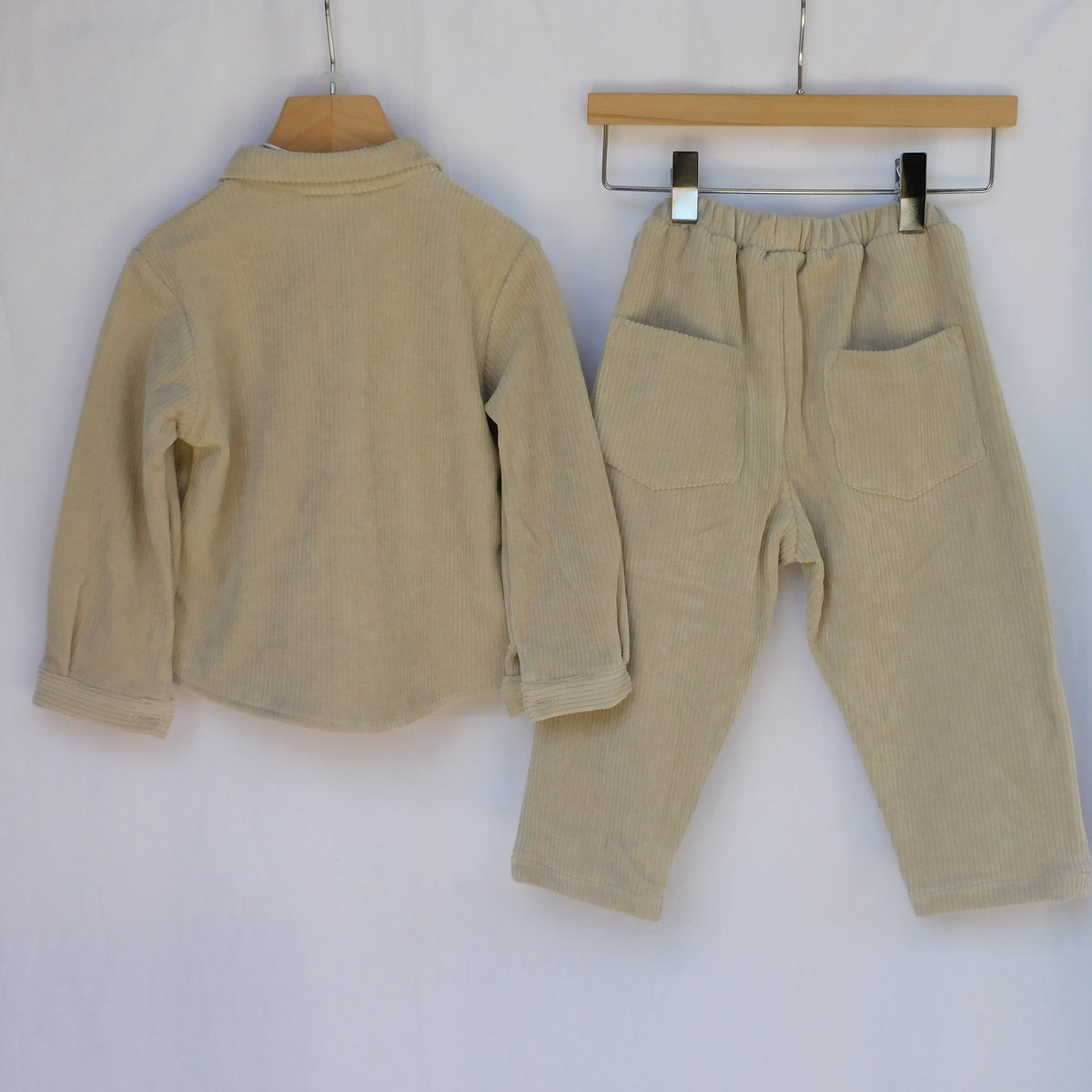 Completo in Velluto Giacca e Pantalone Neonato Crema Lalalù