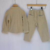 Completo in Velluto Giacca e Pantalone Neonato Crema Lalalù