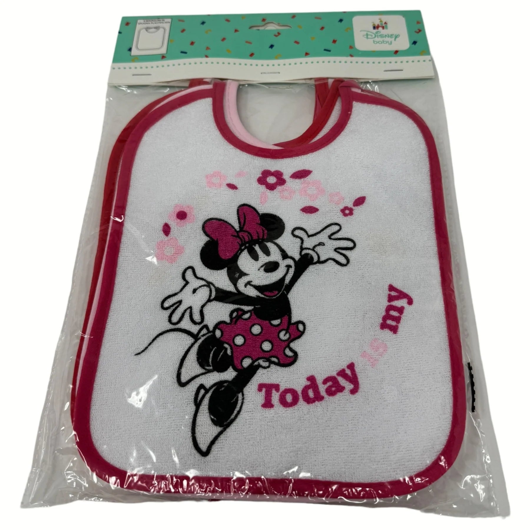 6 Bavaglini Disney Spugna Plastificata Minnie con Laccetto Ellepi