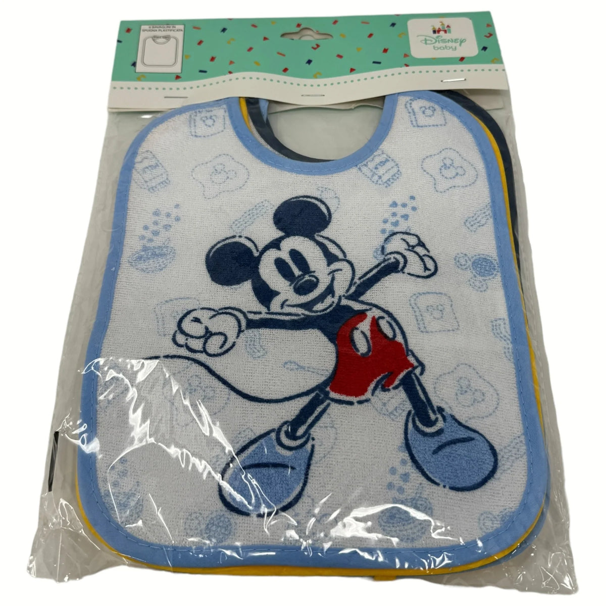 6 Bavaglini Disney Spugna Plastificata Topolino con Laccetto Ellepi