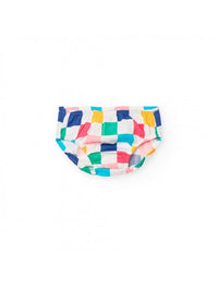 Abito a Maglia Combinato per Bebè Femmina con Motivo a Quadri di Colore Bianco B