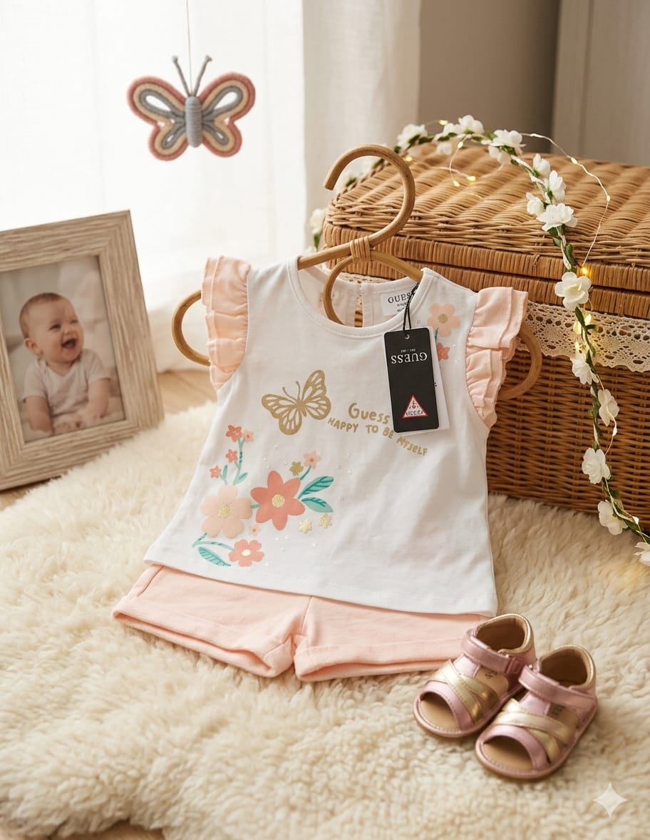COMPLETO GUESS COMPOSTO DA T-SHIRT + PANTALONCINO NEONATA
