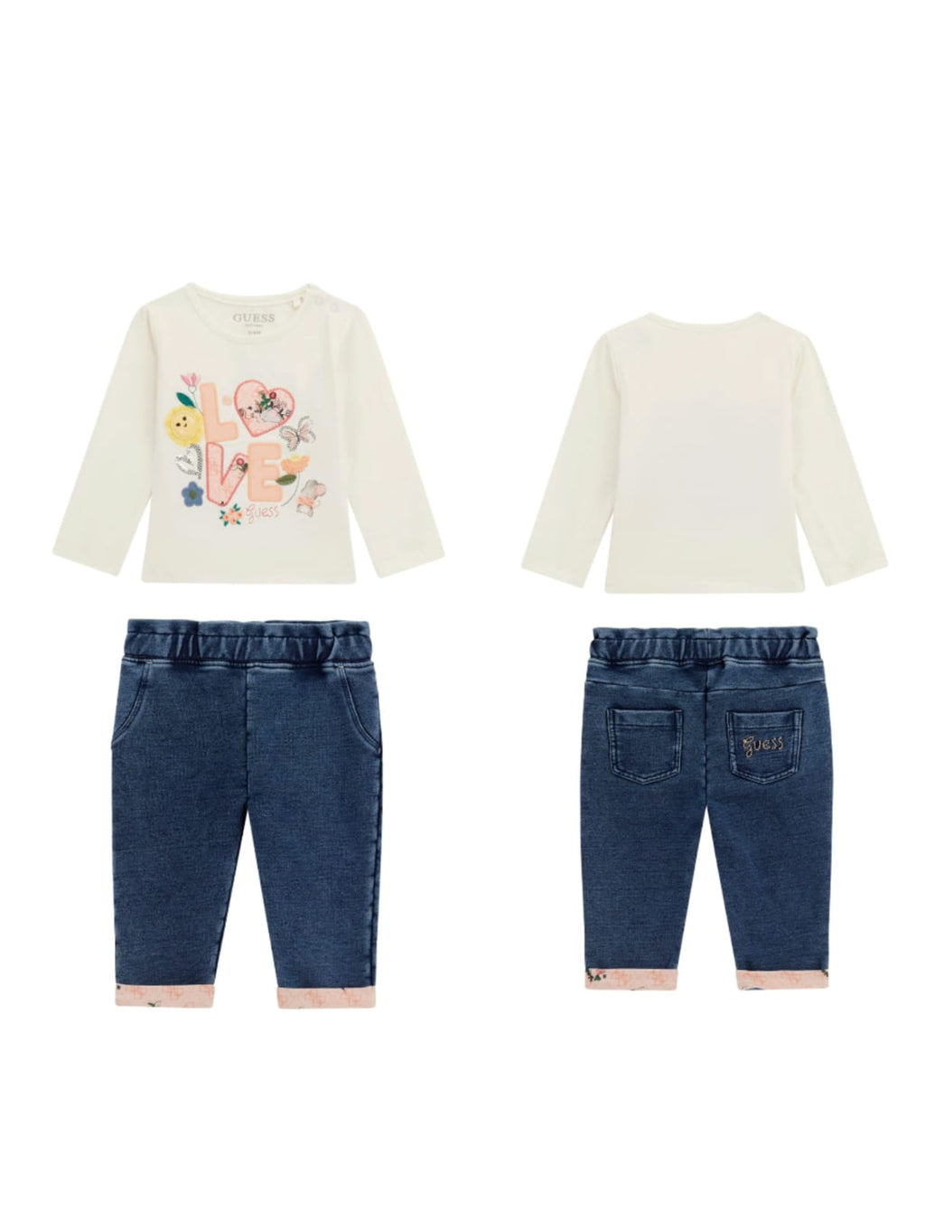 SET LS T-SHIRT+KNIT DENIM PANT