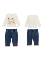 SET LS T-SHIRT+KNIT DENIM PANT