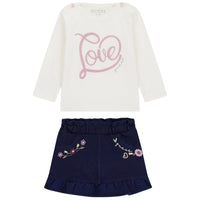 Set Ls T-shirt+knitdenim Skirt Guess - Neonata