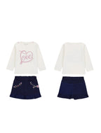 SET LS T-SHIRT+KNITDENIM SKIRT