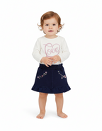 SET LS T-SHIRT+KNITDENIM SKIRT