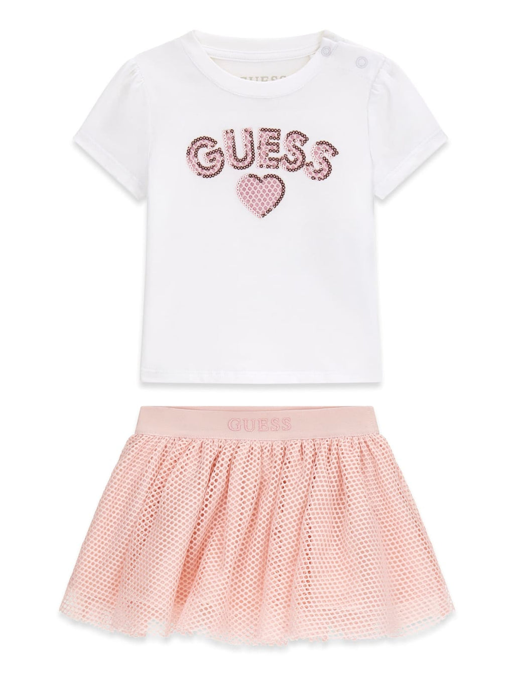 T-SHIRT GUESS CON PAILLETTES + GONNA A RETE