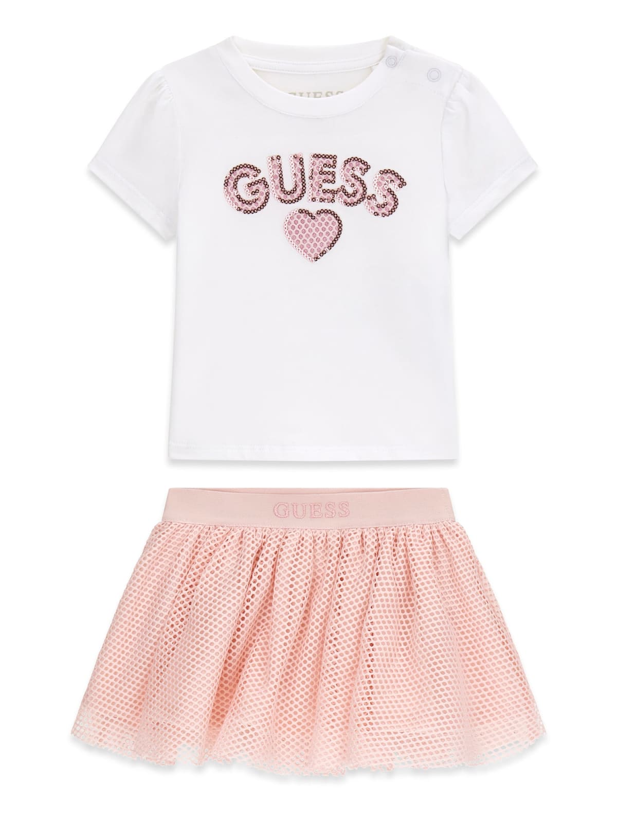T-shirt Guess con Paillettes + Gonna a Rete - Neonata