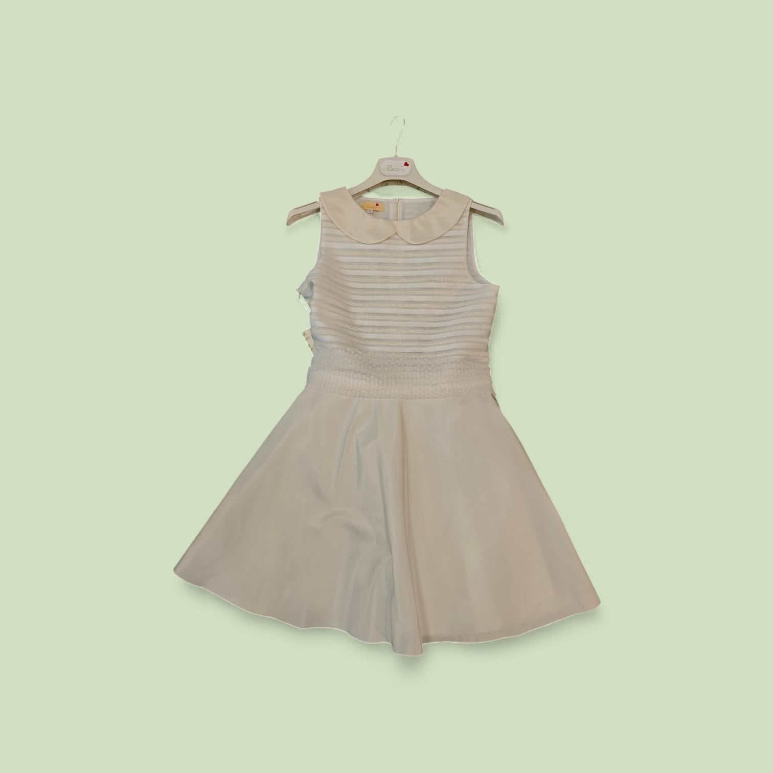 ABITO CERIMONIA CON RICAMI IN RILIEVO E COLLETTO IN RASO