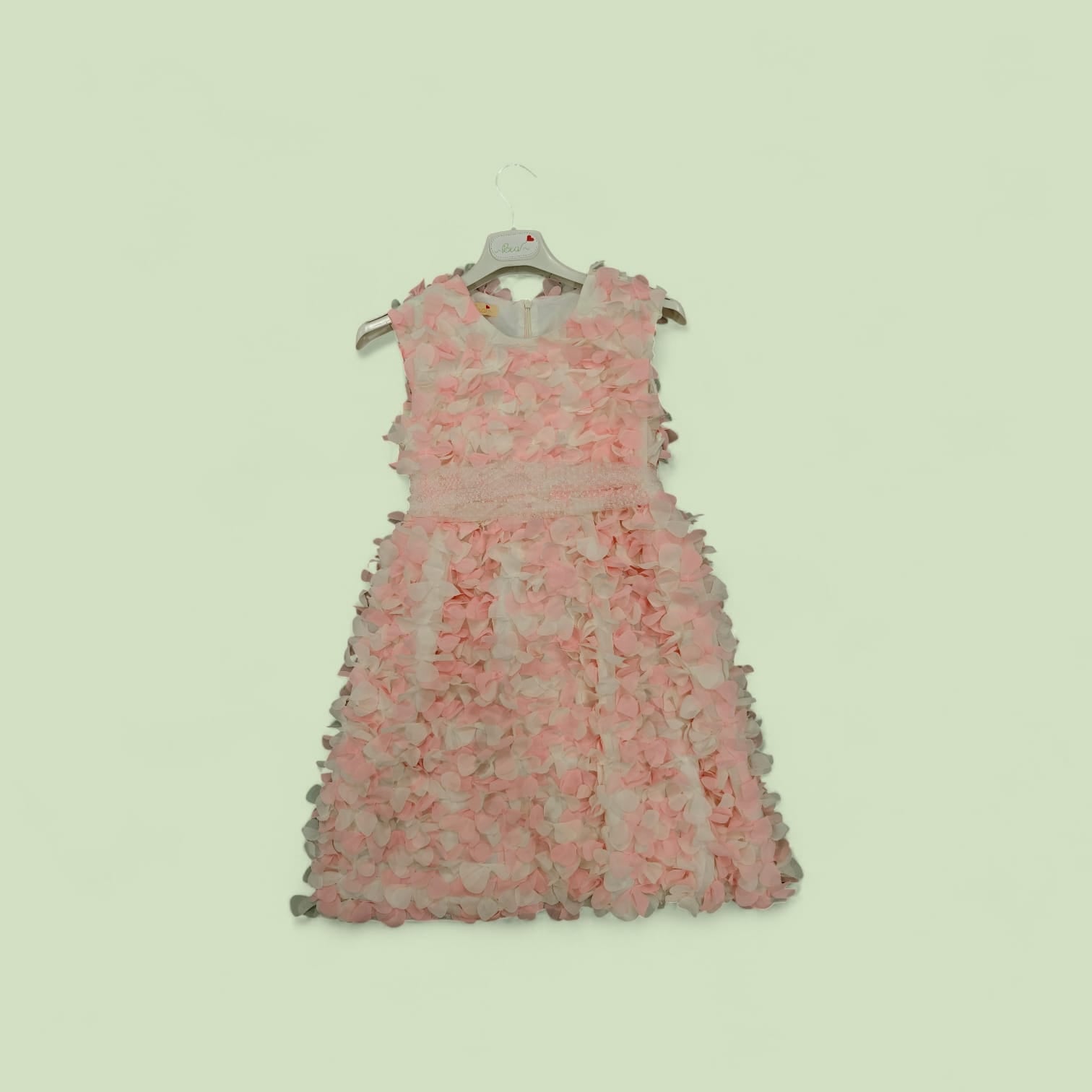 ABITO CERIMONIA CON FIORI IN RILIEVO E CINTURA IN TULLE