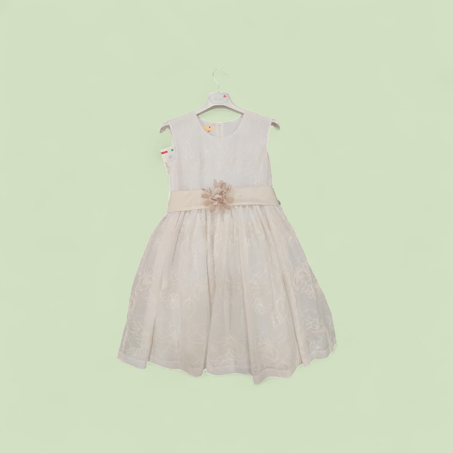 ABITO CERIMONIA CON DECORAZIONI IN RILIEVO E CINTURA