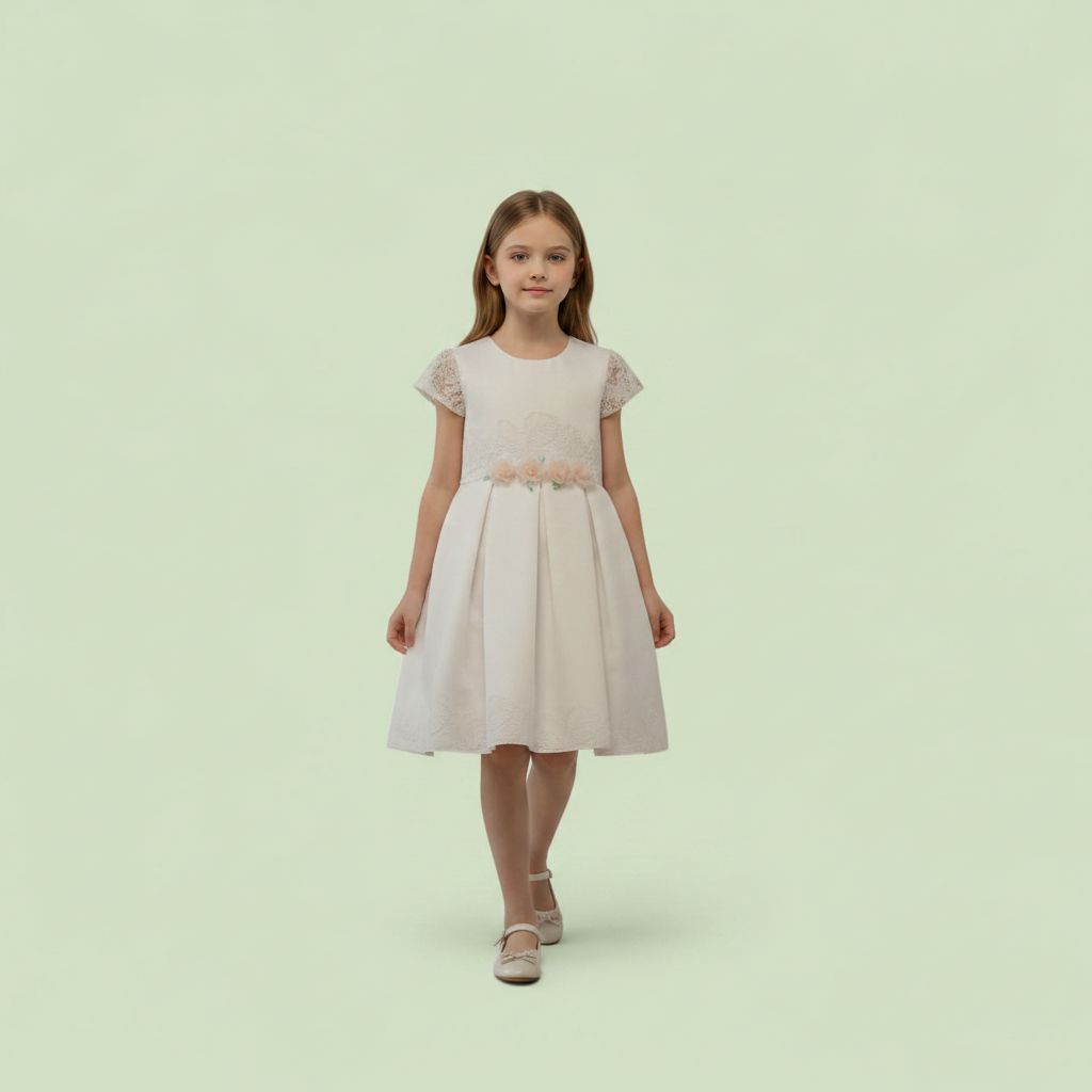 ABITO CERIMONIA IN PIZZO CON CINTURA IN VITA