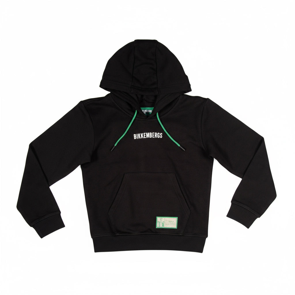 FELPA NERA CON CAPPUCCIO BIKKEMBERGS BAMBINO E RAGAZZO