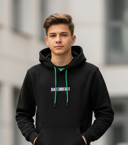 FELPA NERA CON CAPPUCCIO BIKKEMBERGS BAMBINO E RAGAZZO