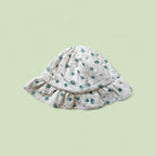 CAPPELLINO GARZA BIANCO CON FIORI VERDI LALALU'