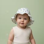 CAPPELLINO GARZA BIANCO CON FIORI VERDI LALALU'