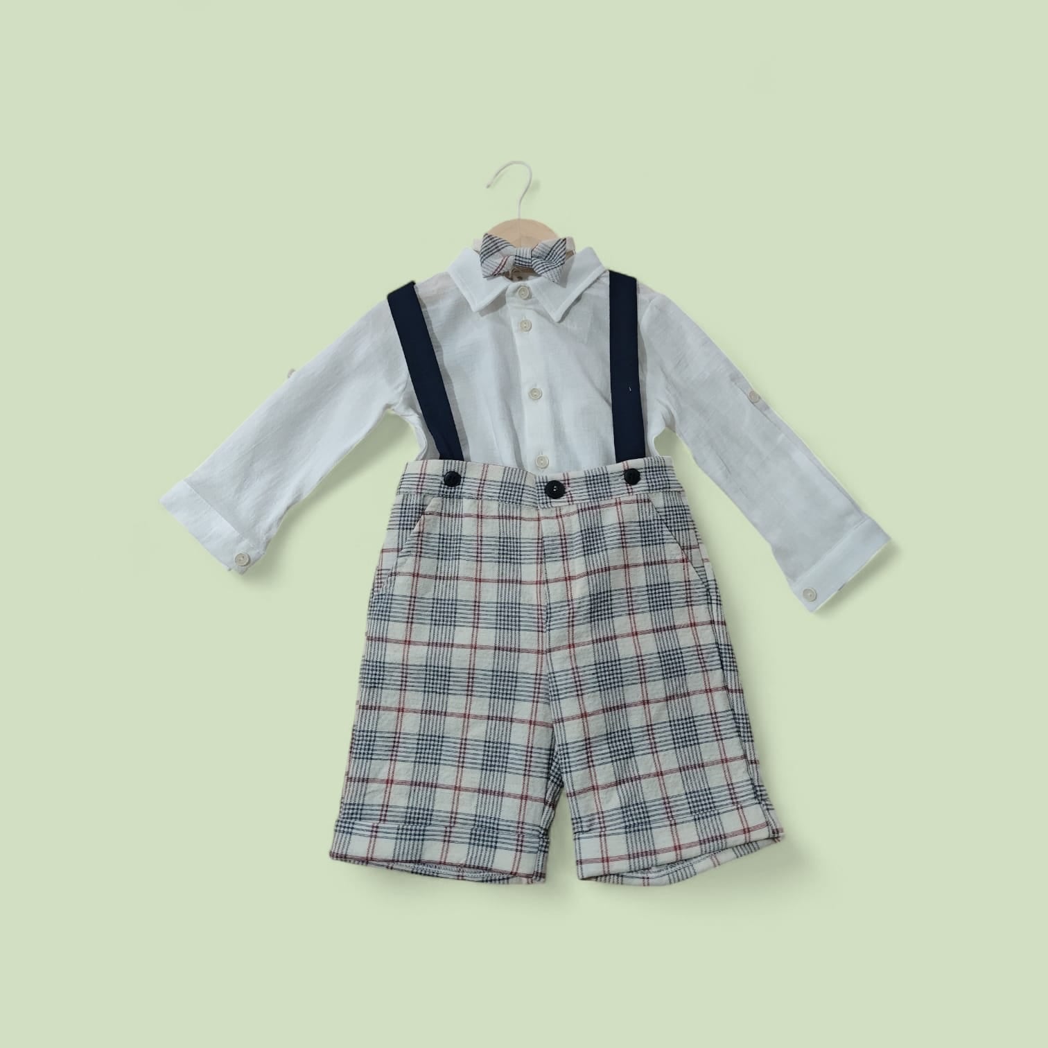 SALOPETTE + CAMICIA + PAPILLON NEONATO LALALU'