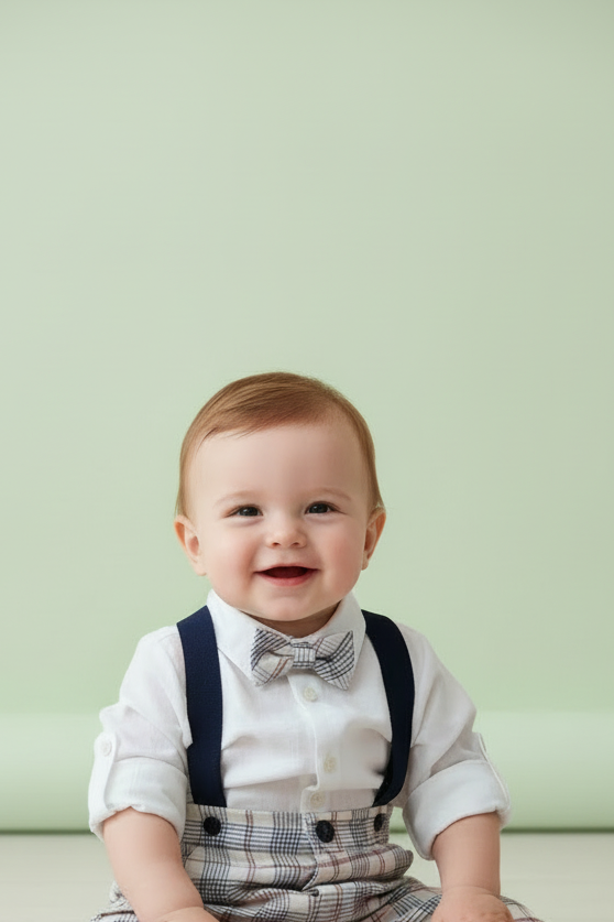 SALOPETTE + CAMICIA + PAPILLON NEONATO LALALU'
