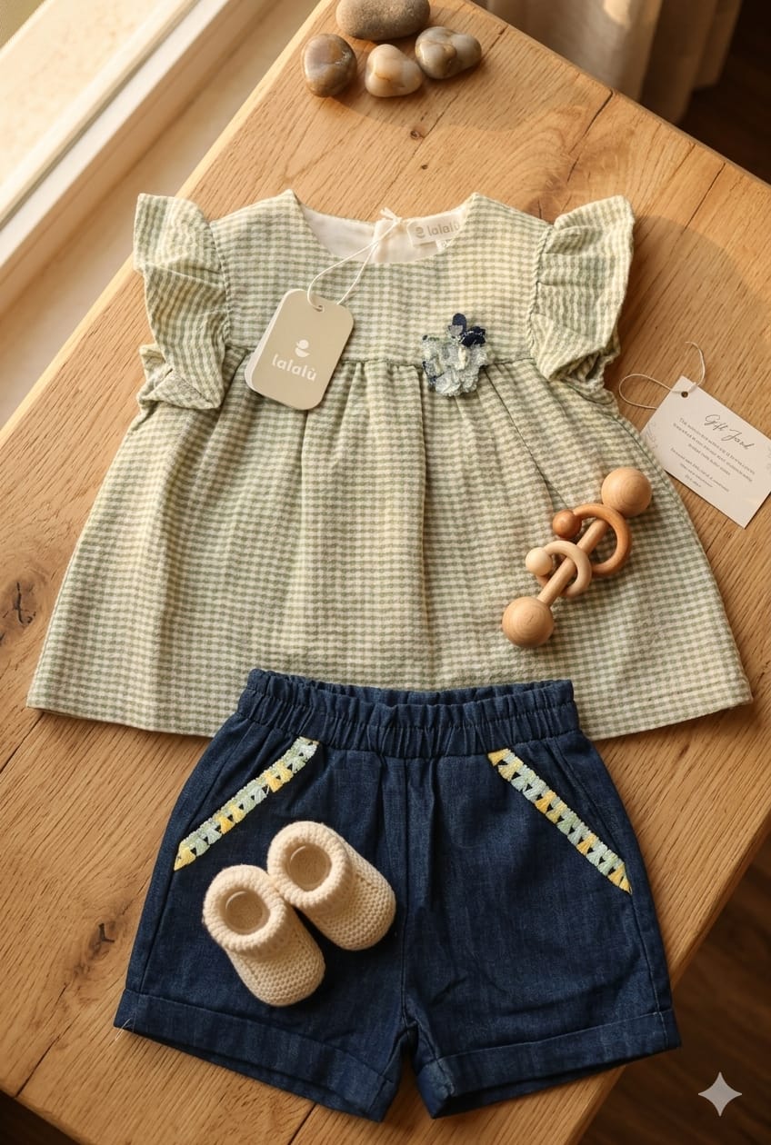 COMPLETO COMPOSTO DA PANTALONCINO + CAMICETTA  NEONATA LALALU'