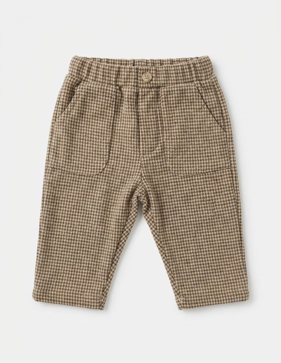 Completo Neonato Maglia e Pantalone in Caldo Cotone Jacquard Cacao Lalalù