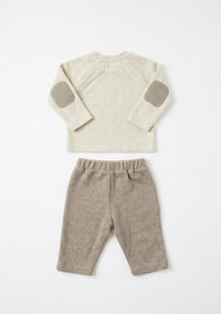 Completo Neonato Maglia e Pantalone in Caldo Cotone Jacquard Cacao Lalalù