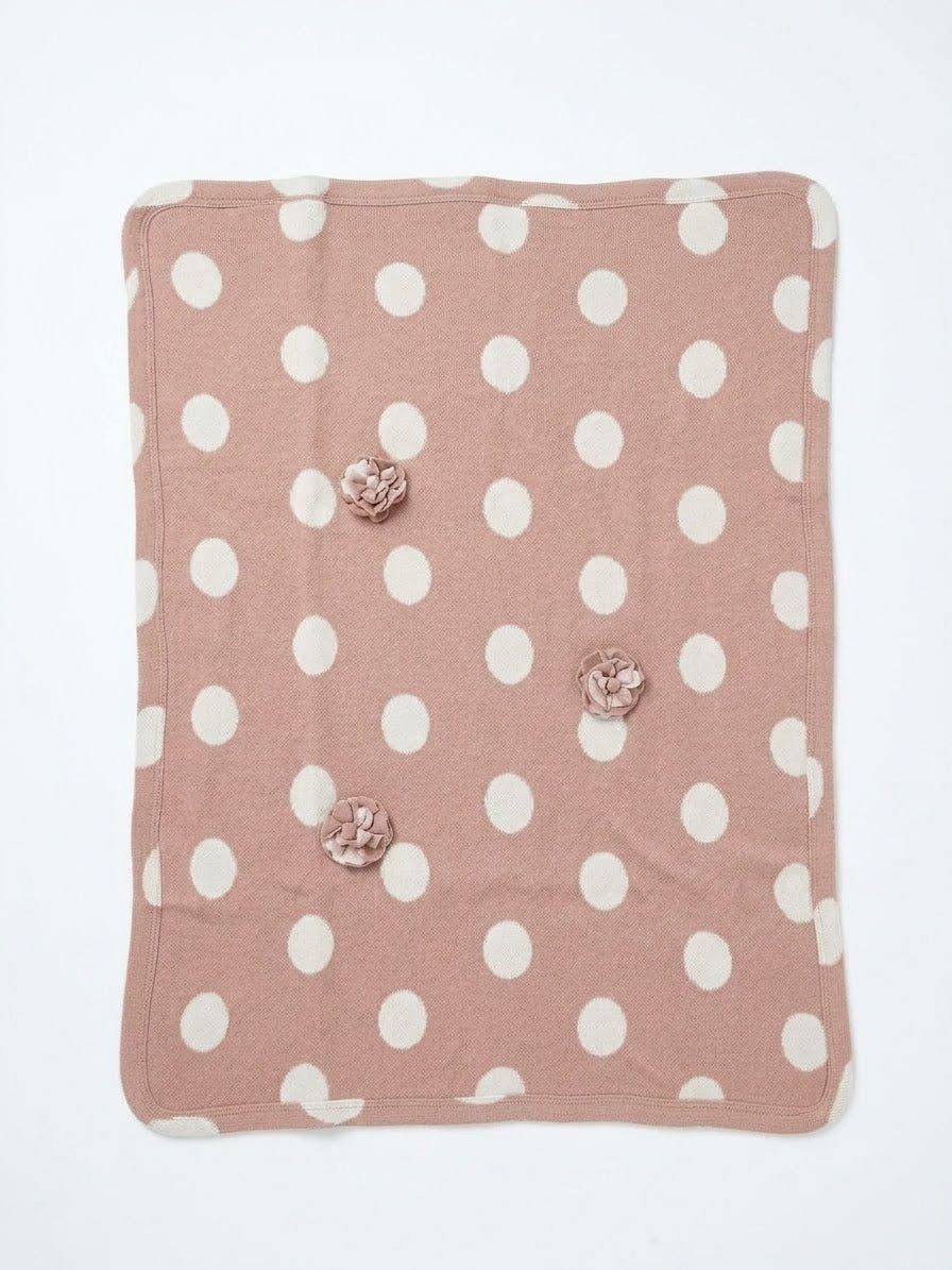 Copertina Neonata in Maglia Jacquard a Pois Pietra Lalalù