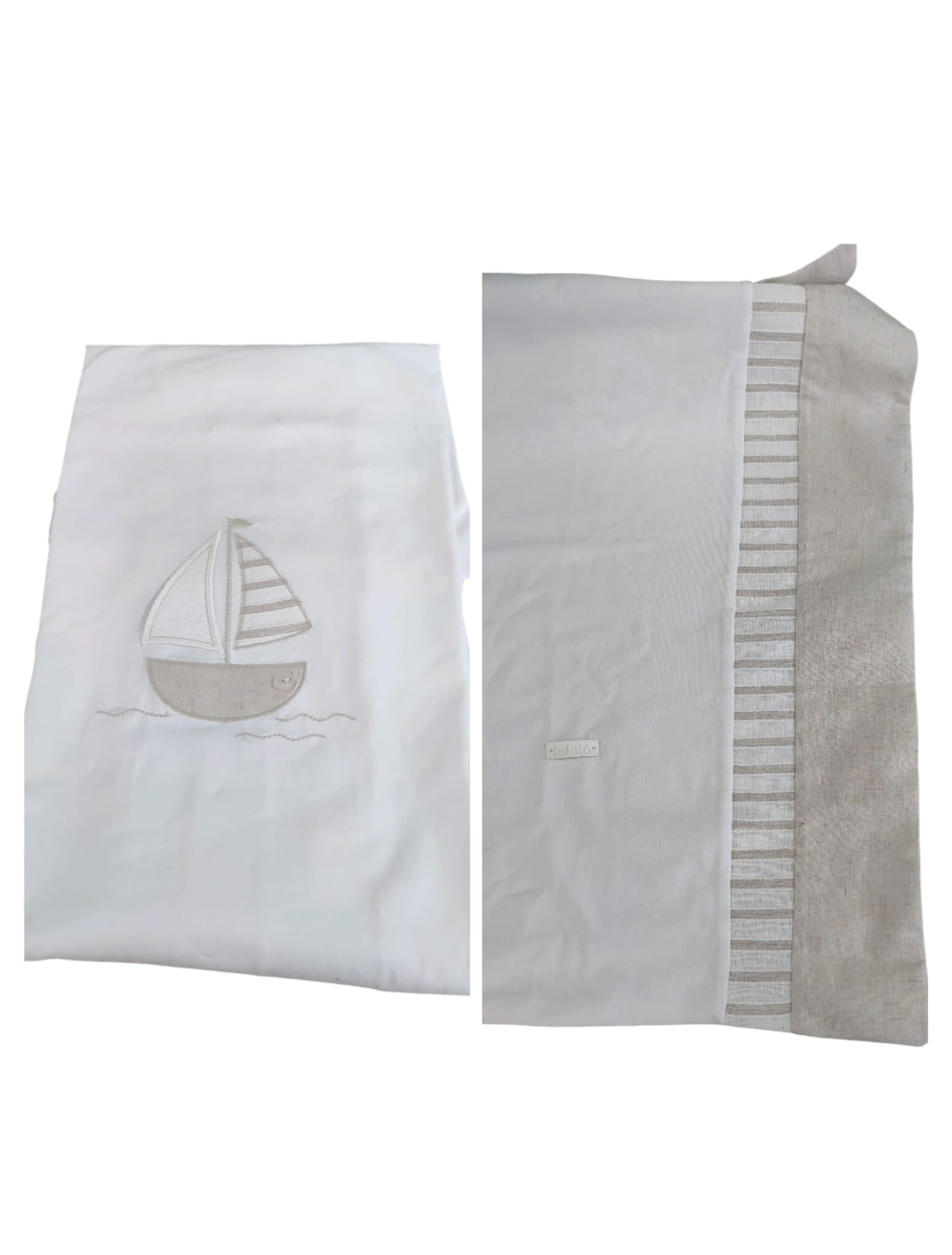 Copertina Jersey Bianca e Beige Barchetta Lalalu' - Neonato