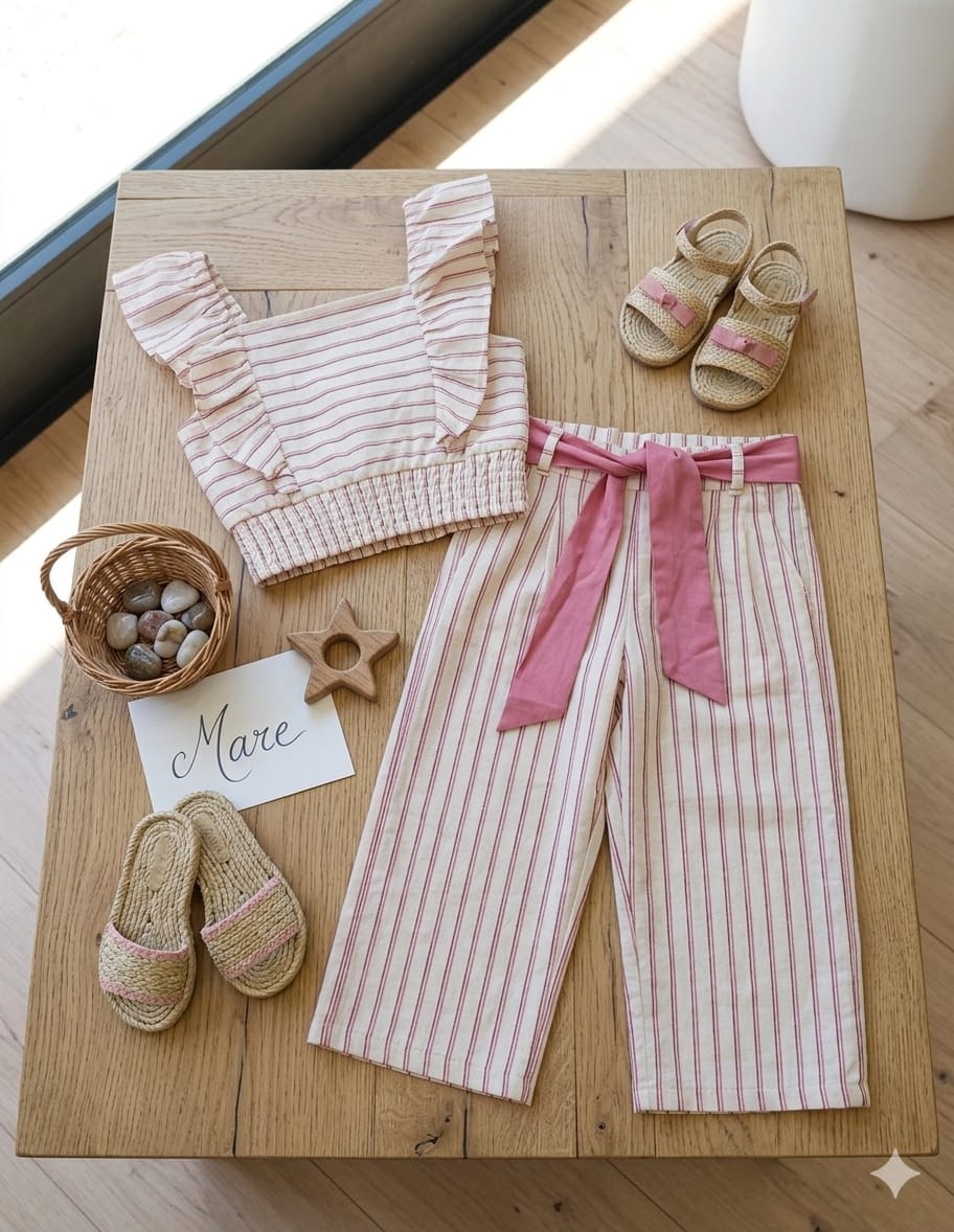 COMPLETO IN COTONE RIGATO BIMBA