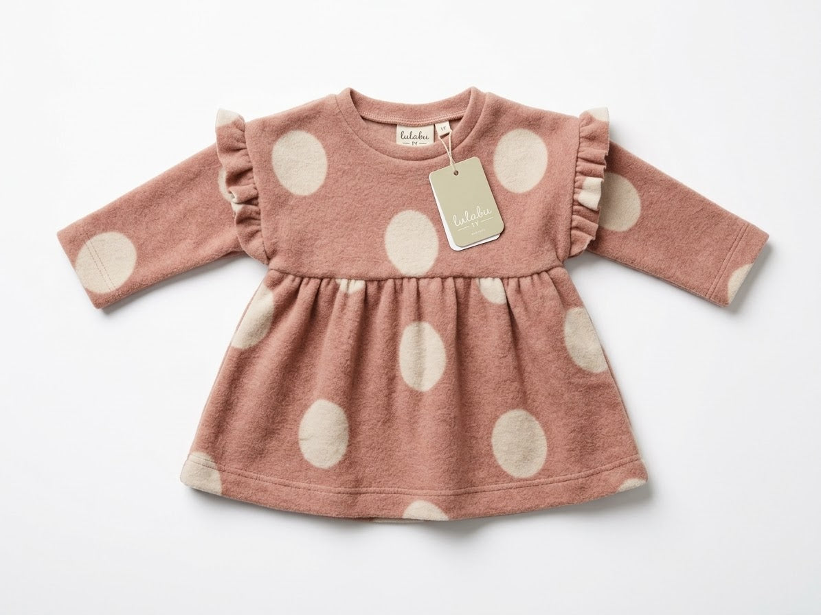 Completo Neonata Maglia con Rouches e Leggings a Pois Pietra Lalalù