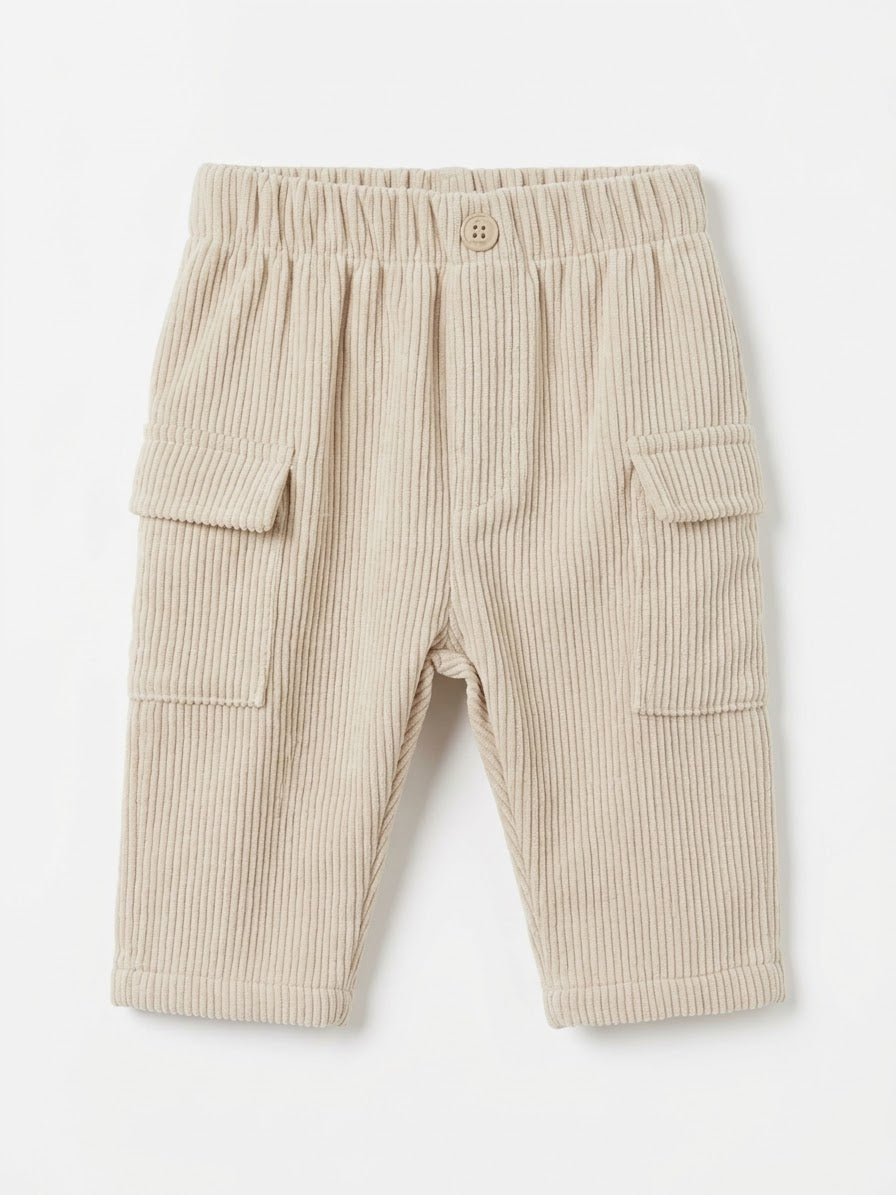 Completo Neonato Maglia Spugna Jacquard e Pantalone in Velluto Aloe Lalalù