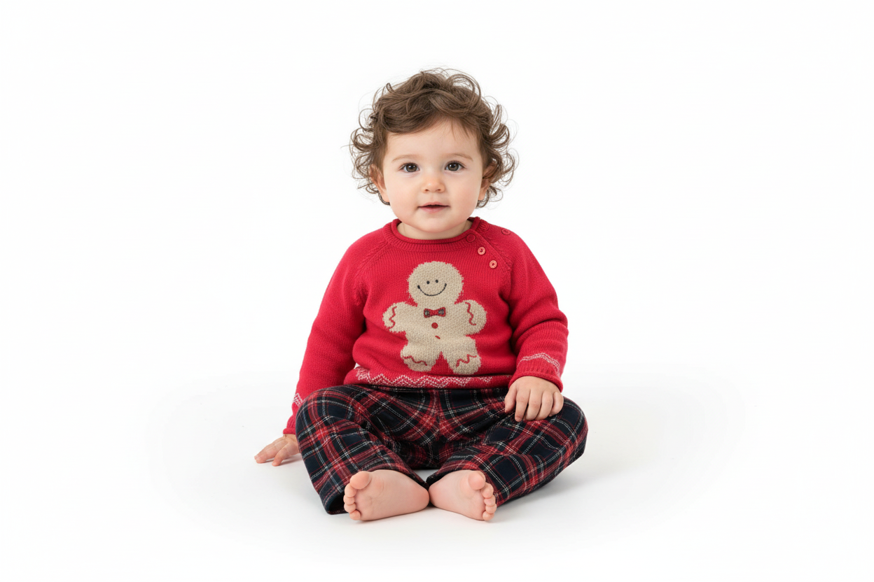 MAGLIONCINO CON PANTALONE TARTAN LALALU NATALE
