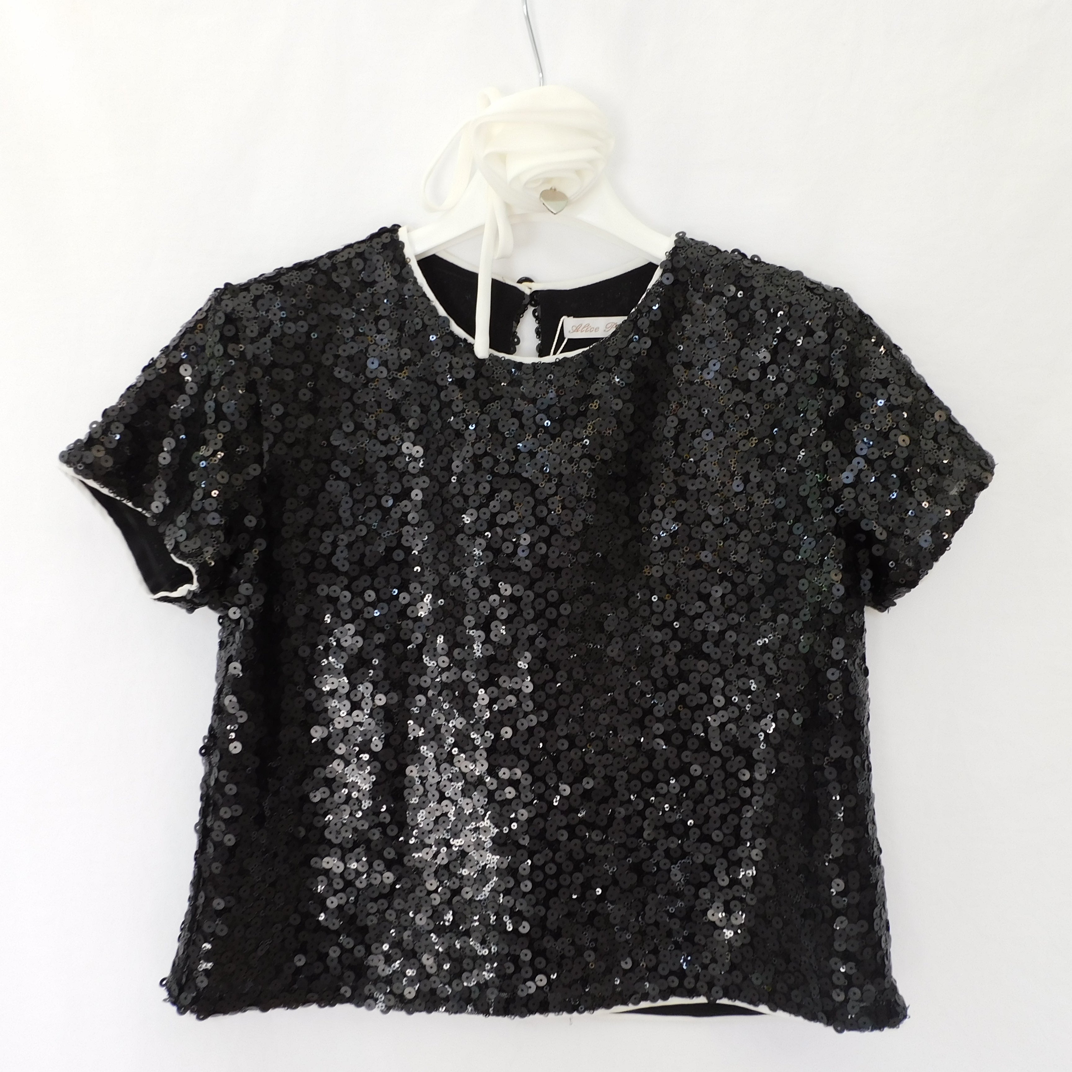 T-shirt e maglie Top Paillettes con Rosa Staccabile - 100% Pl Alice Pi - Bambina