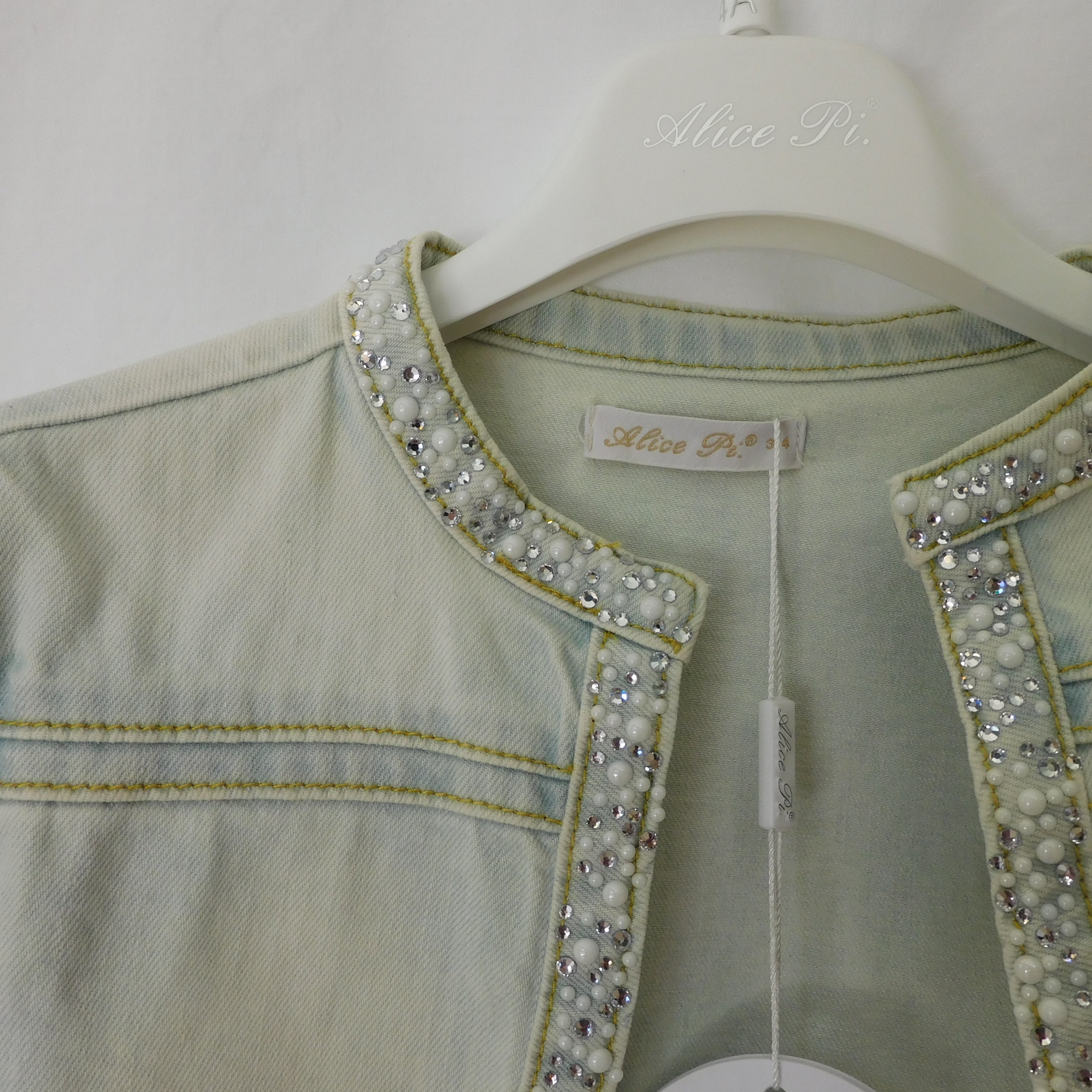 Jeans Coprispalle in Denim e Strass - 98% Co 2% Ea Alice Pi - Bambina