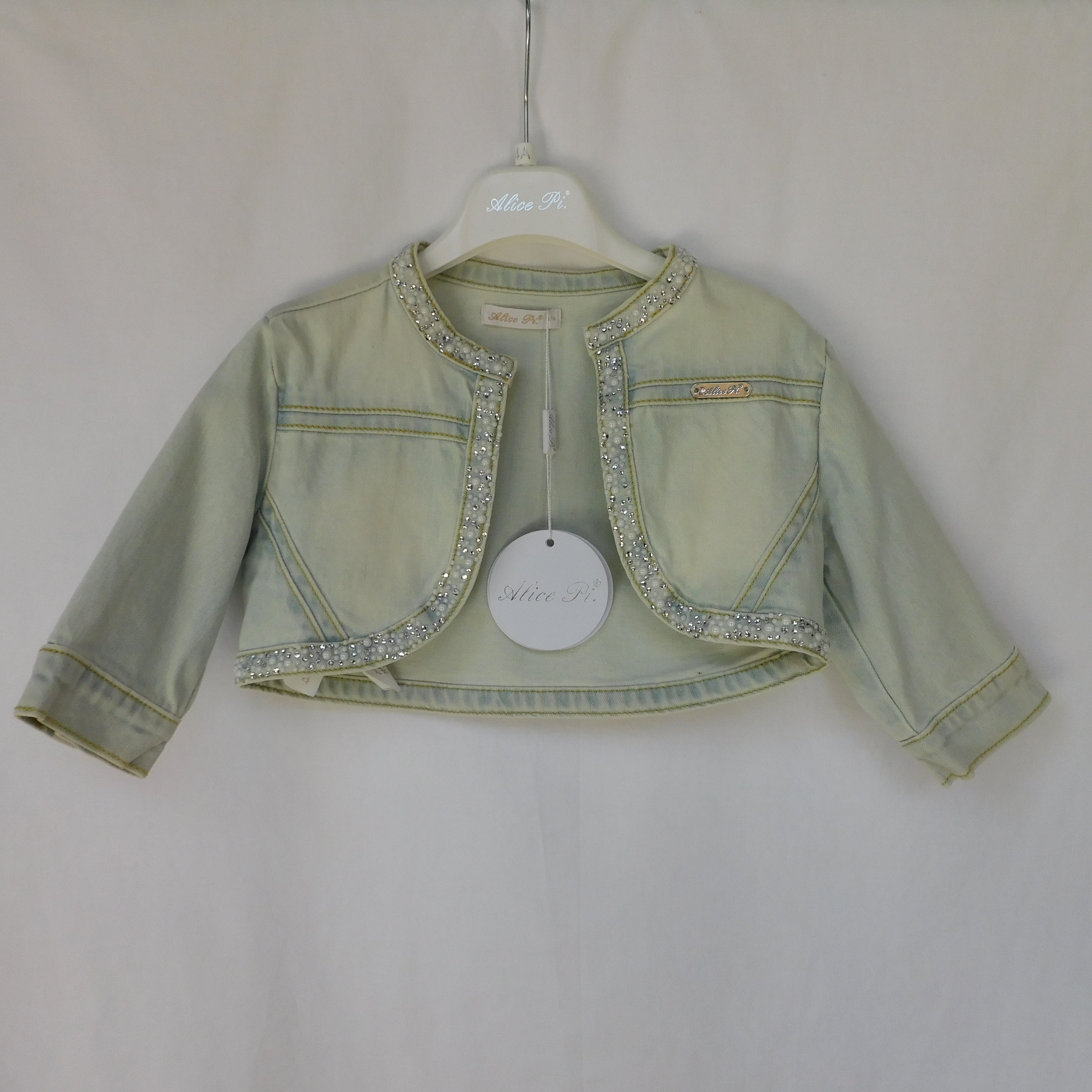 Jeans Coprispalle in Denim e Strass - 98% Co 2% Ea Alice Pi - Bambina