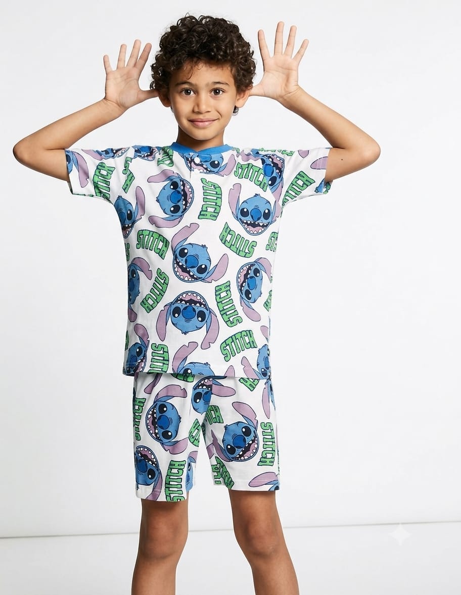 Pigiama Corto Bambino Jersey di Cotone Disney Stitch