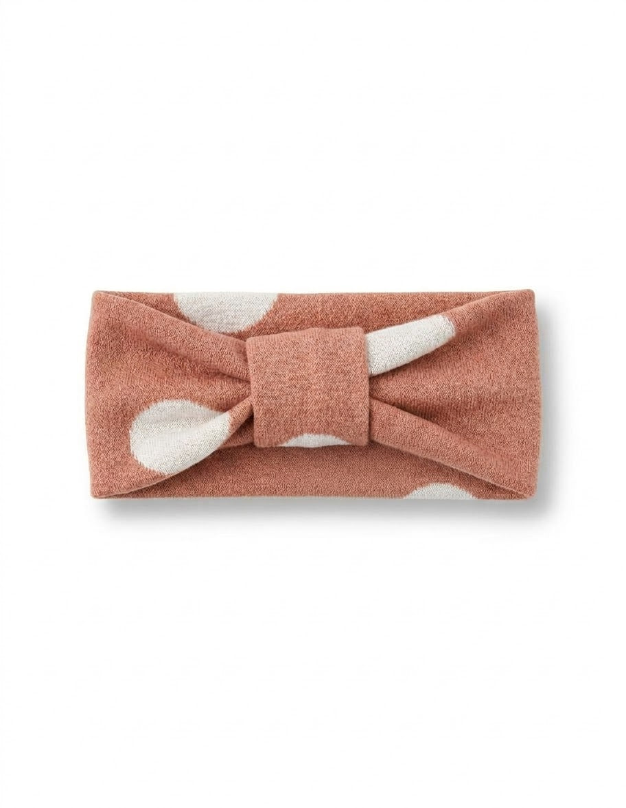 Fascia Neonata in Maglia Jacquard a Pois con Fiocco Pietra Lalalù