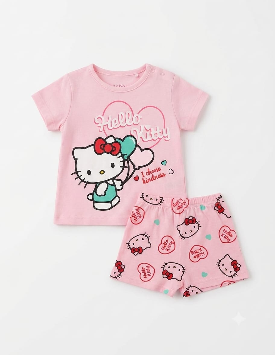 Pigiama Corto Neonata Jersey di Cotone Hello Kitti Sabor Disney