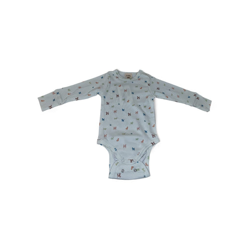BODY MANICA LUNGA CON FANTASIA DI CANI WOOLY ORGANIC