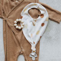 Bavaglino con Clip Portaciuccio a Pois Neonati Wooly Organic