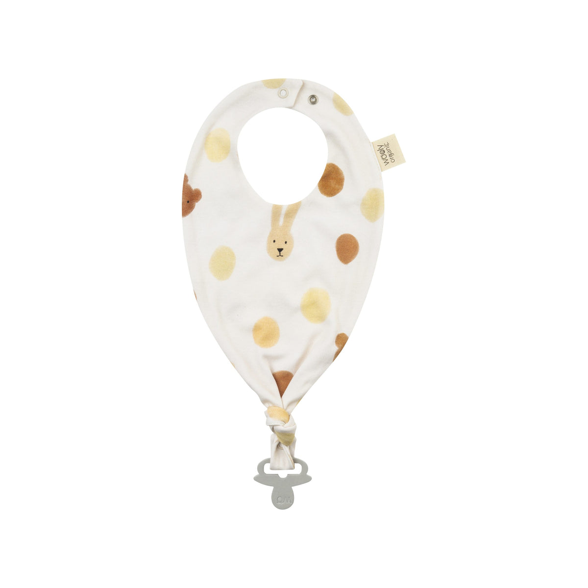 Bavaglino con Clip Portaciuccio a Pois Neonati Wooly Organic