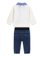 Completo 2 Pezzi Felpa con Colletto + Jeans Elasticizzato Guess - Neonato