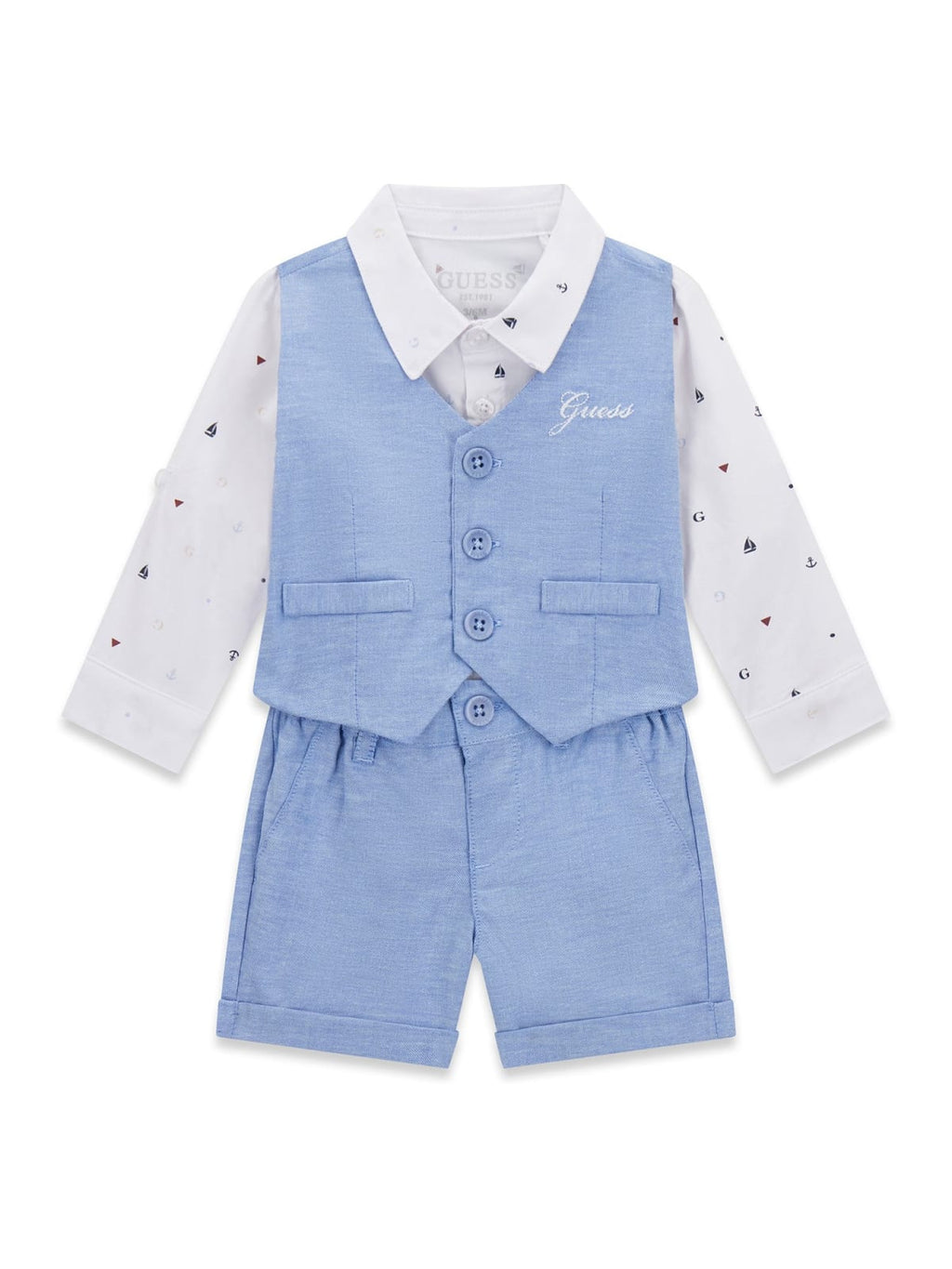 SET GUESS CAMICIA + GILET+ PANTALONCINO