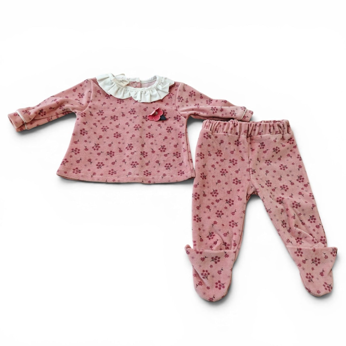Tutina Neonata 2 Pezzi in Ciniglia Rosa- il Corredino