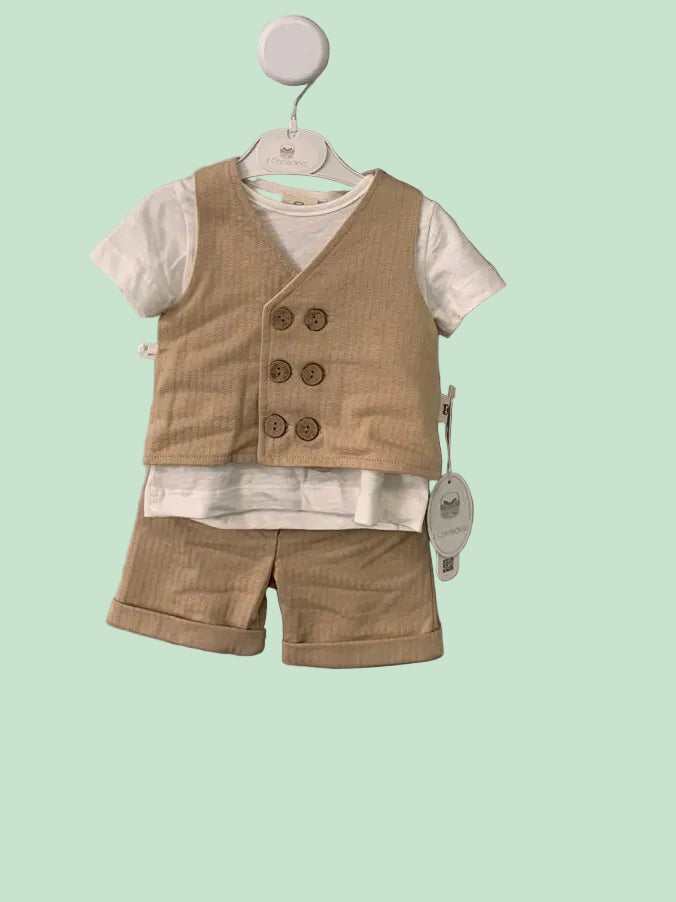 COMPLETO 3 PEZZI T-SHIRT+GILET+PANTALONCINO CORREDINO
