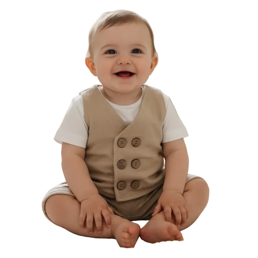 Completo 3 Pezzi T-shirt+gilet+pantaloncino Corredino - Neonato