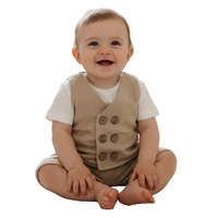 Completo 3 Pezzi T-shirt+gilet+pantaloncino Corredino - Neonato