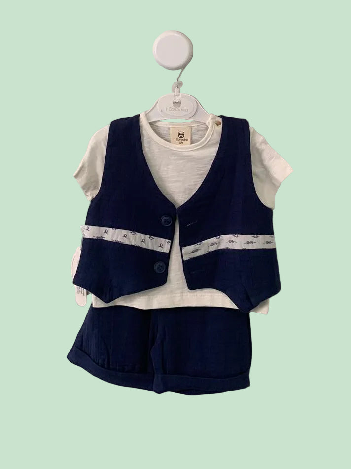 COMPLETO 3 PZ T-SHIRT+ PANTALONCINO+ GILET CORREDINO