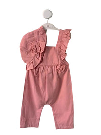 Salopette+ Cappellino in Lino Corredino - Neonata